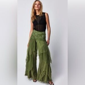 Elegant Green Layered Women's Pants